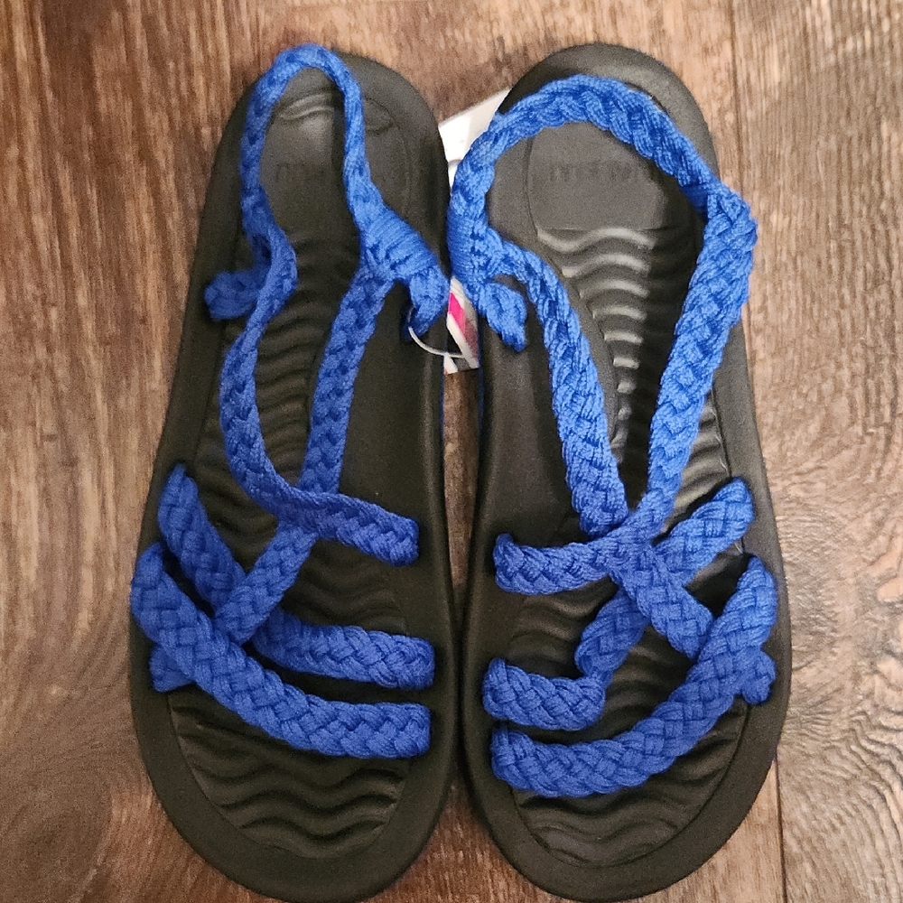 Walkuu Stylish Blue Braided Sandals for Women, Size 8